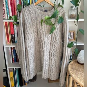 GAP Crewneck Cable Knit Sweater - Beige